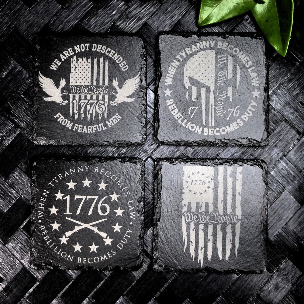 Patriotic Slate Coaster Set 1776 Coasters Slate Coasters- American Flag Coaster